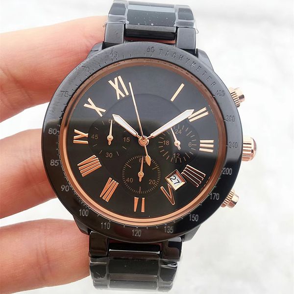 Homem de moda de alta qualidade Assista Luxo Macho Male Latades Price Calendar Watch Watch com Cronograph Ceramics Watch