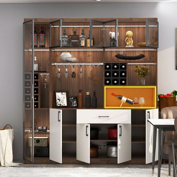 Móveis Nordic light luxo ultra-estreito vidro temperado armário de decoração armário de vinho integrado contra a parede armazenamento sala de estar