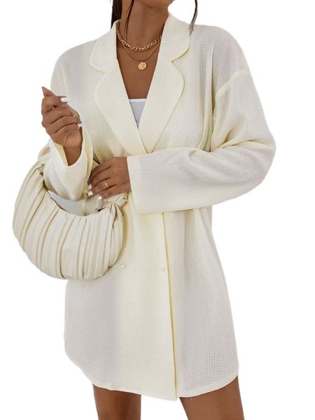 

drop shoulder double breasted blazer t1ca#, White