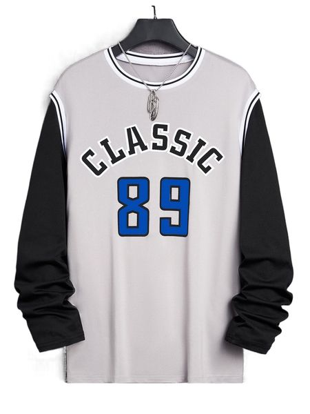 

men letter graphic contrast sleeve tee j0vr#, White;black