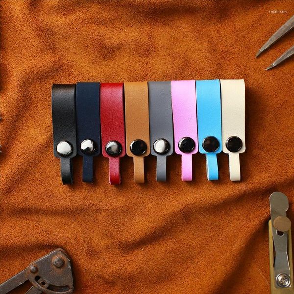 Keychains 8-Color Creative Leather Carchain Pure Color Handmade Casal Key Ring Simple Style Men and Women Acessórios Smal22