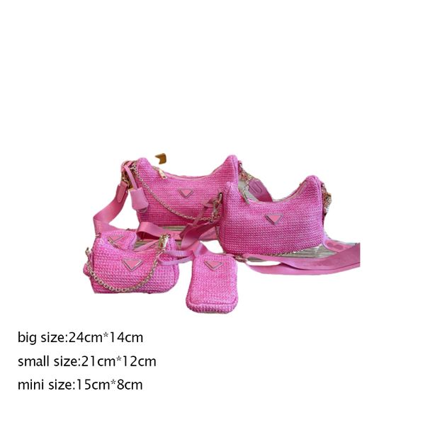 

fuchsia womens hobo multi pochette pra shoulder prad bags handbags purses wallets fashion women straw weave hobos crossbody handbags pack st