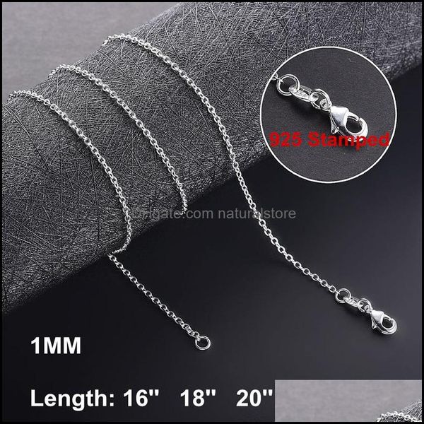 Ketten Halsketten Anhänger Schmuck 1mm 925 Sterling Silber Link Für Frauen Anhänger Hummer Verschlüsse Rolo Kette Mode DIY Zubehör 16 18 20