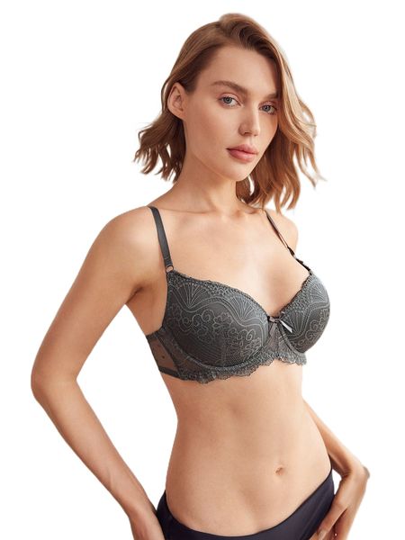 

bow front lace underwire bra r2z8#, Black;red