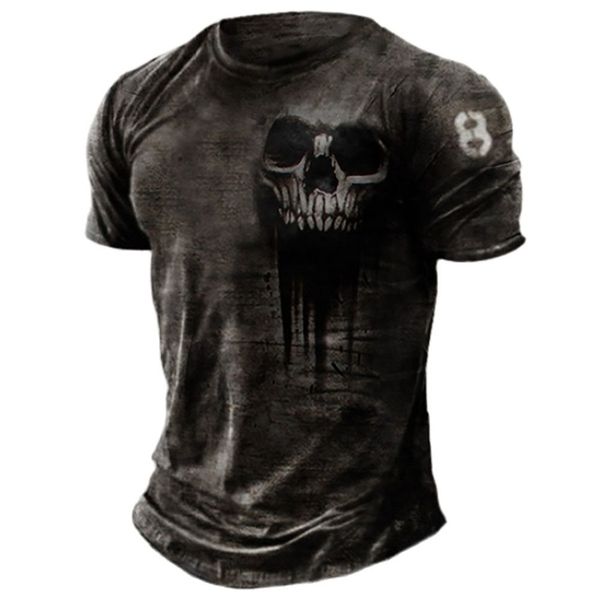 

vintage horror skull mens tshirts summer hip hop rock streetwear oneck short sleeve tees oversized t shirt men clothing 220607, White;black