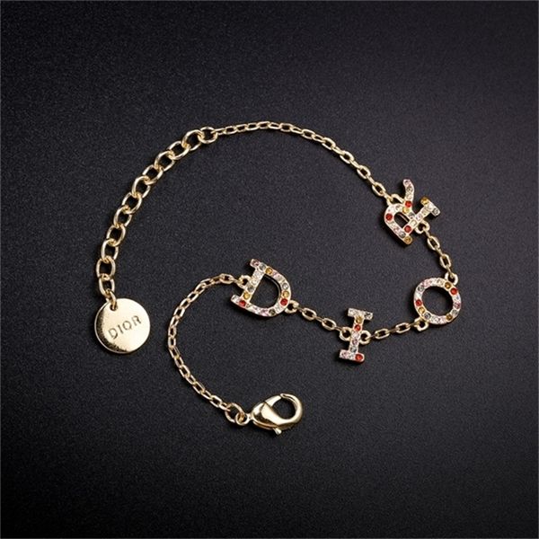

2022 20% off designer jewelry d family new letter color full diamond women's bracelet, Black