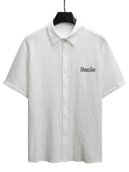 

men letter embroidery shirt z370#, White;black