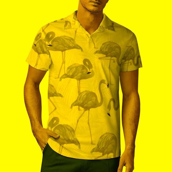 Polos da uomo carino flimingo pattern camicia tropicale stampa animale di stile street style -street mistetteni di grandi dimensioni -Shirtsmen's Men'smen's's