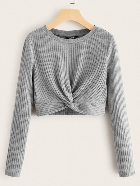 

twist front rib-knit f2jj#, White