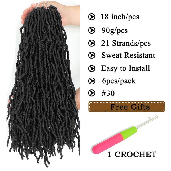 Faux Locs Crochet Braids Cacheado Ondulado Goddess Soft Locs 6Pcs Preto Pre Looped Goddess Locs Tranças Sintéticas Extensões de Cabelofactory dire