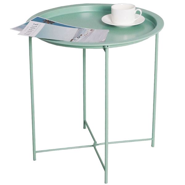 

living room folding tray metal side table sofa small round end tables anti-rust and waterproof outdoor or indoor snack accent coffee table