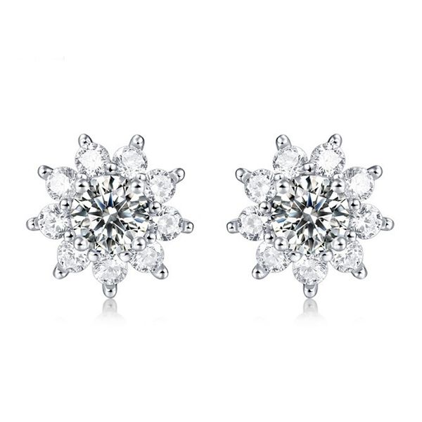 

new arrival 0.5 ct moissanite gemstone stud earrings for women solid 925 sterling silver d color solitaire fine jewelry, Golden;silver