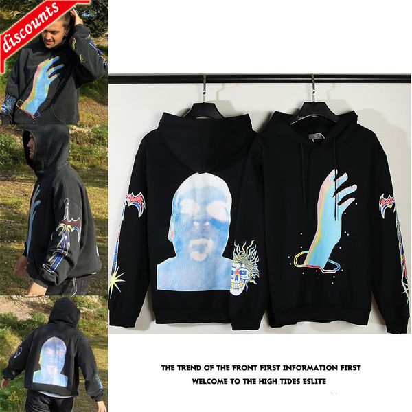 

men's brand fashion trend sweater wholesale hand style design graffiti hoodie coat, Black