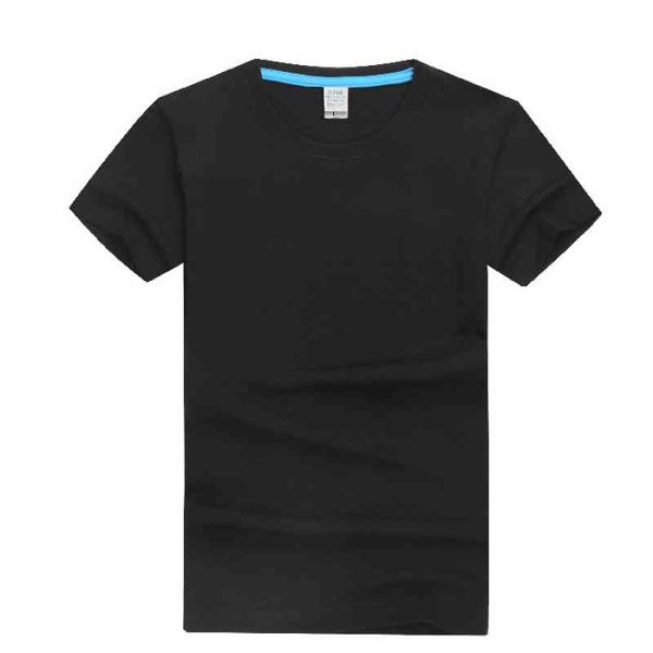

20222 combed face casual fashion solid color round neck t-shirt can be printed, White