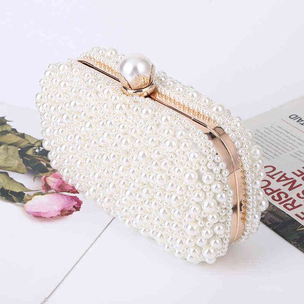 Borse da sera Pochette da sposa in perle bianche Borsa da festa e borsetta Borsa da sera da donna Borsa a tracolla a catena di design di lusso Zd1833 220321