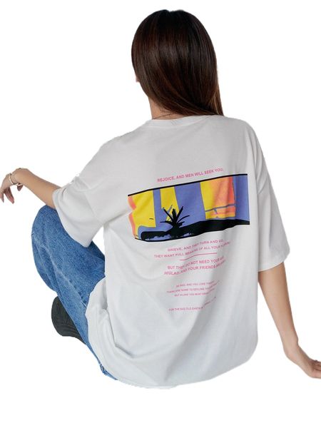 

dazy slogan graphic drop shoulder tee j3dl#, White