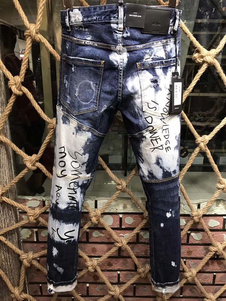 

dsq phantom turtle classic fashion man jeans hip hop rock moto mens casual design ripped jeans distressed skinny denim biker dsq jeans 6920, Blue