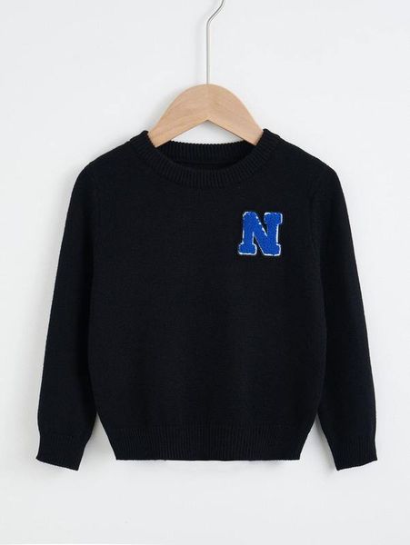 

toddler boys letter patched detail sweater she, Blue