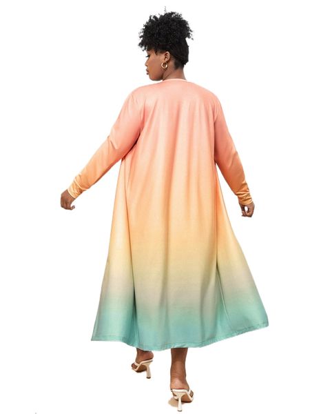 

x fairie1988 plus ombre open front longline coat z1mv#, Black