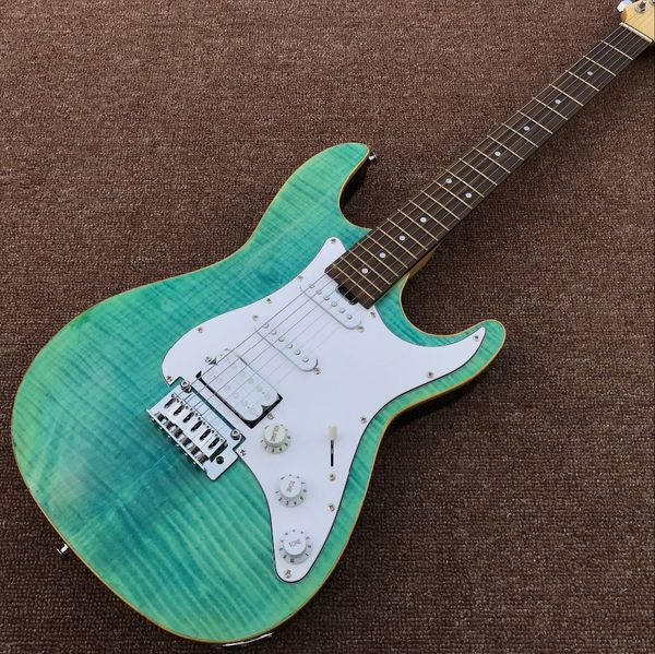

custom shop electric guitar green color tiger flame gitaarrosewood fingerboard guitarra
