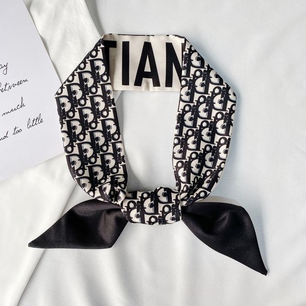 

new binding bag belt hair twill long silk scarf simulation ribbon small, Blue;gray