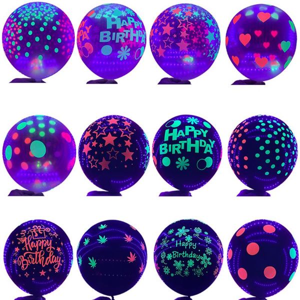 Party-Dekoration, leuchtet im Dunkeln, Neon-Leuchtballon, Krepppapier, Disco-Geburtstagsbanner, Halloween-Dekor, benötigt UV-Lichter