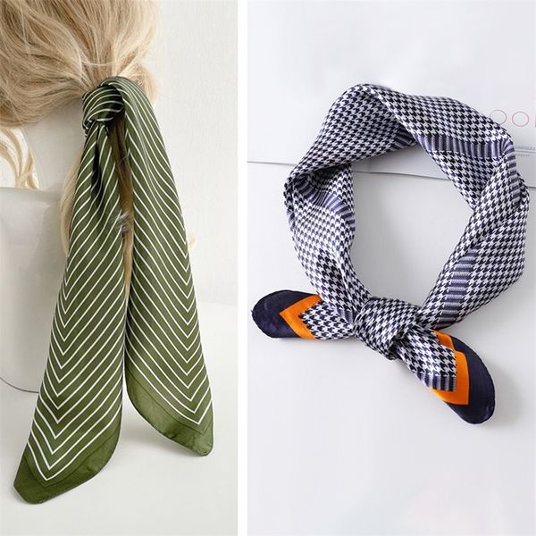 

women square silk scarf chiffon satin lady hair neck foulard scarves shawl wrap female bandana head kerchief hijab headband 220704, Blue;gray