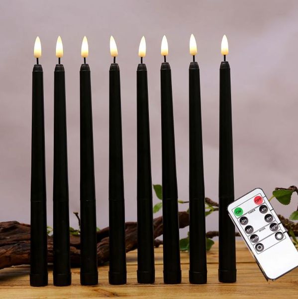 Kerzen, Heimdekoration, Garten, Packung mit 6 Fernbedienungen, Halloween-Kegel, schwarze Farbe, flammenlose gefälschte Säulenbatterie mit enthaltenem SN6736