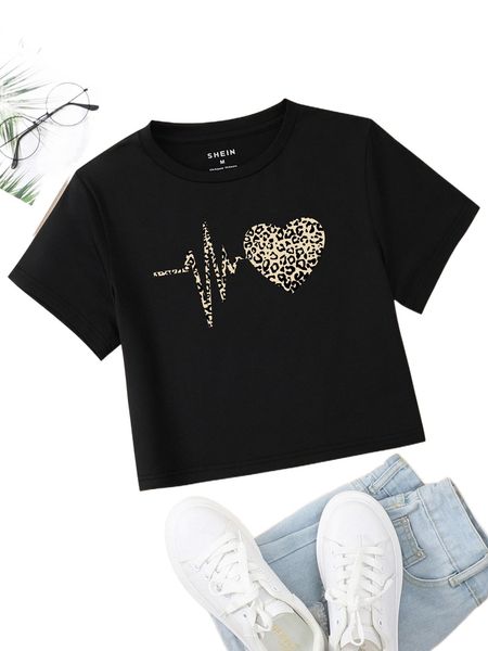 

leopard heart crop tee g2be#, White