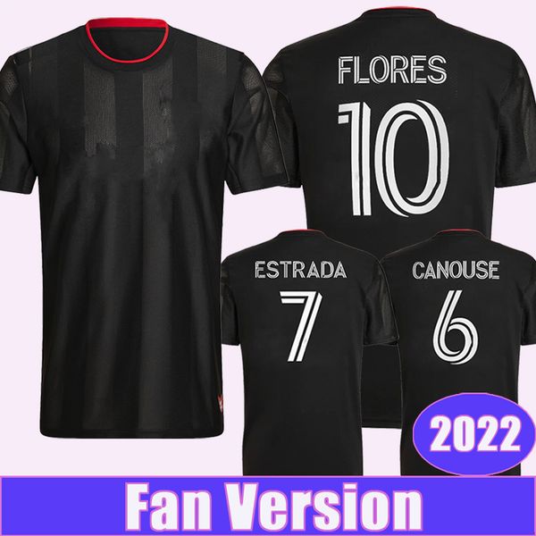 

2022 d.c.united mens soccer jerseys canouse estrada flores skundrich birnbaum home black football shirt short sleeve uniforms, Black;yellow