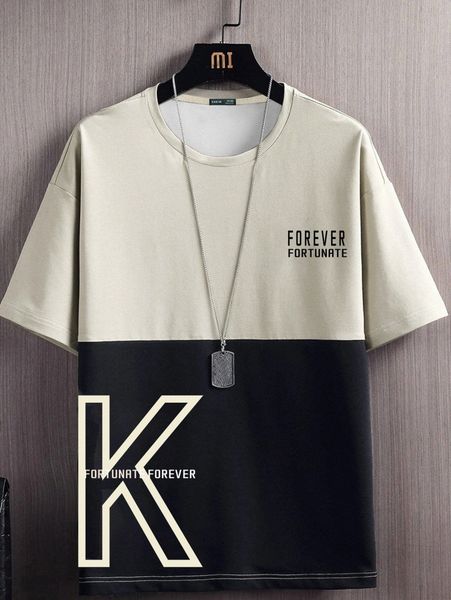 

men letter graphic colorblock tee p8tm#, White;black