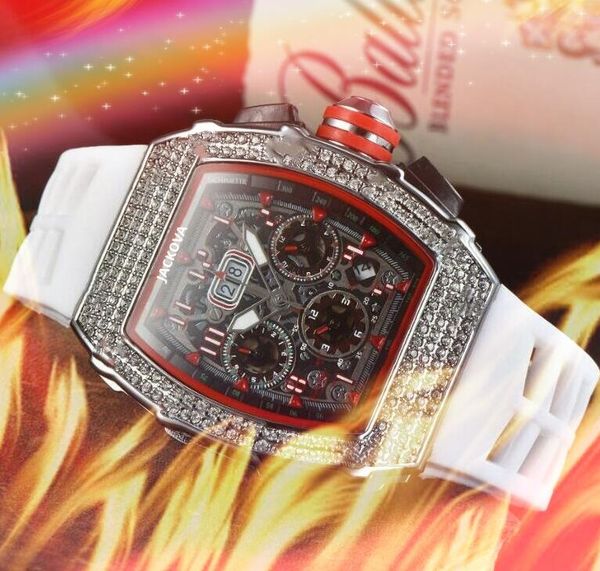 Diamantes de Ice Out Bling Ring Men Hip Hop Quartz RESPOSTA MENINO DE LEIS DE AÇO DE AÇO DOURA MENINO CINTO DE SILICONE REGROGIA RELOGIO MASCULINO