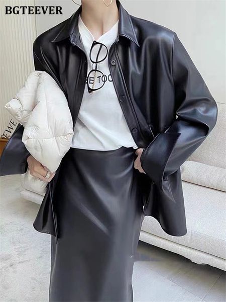 

stylish women pu skirts set single-breasted jackets &amp midi skirts pu leather 2 pieces women skirts suits 2022, White