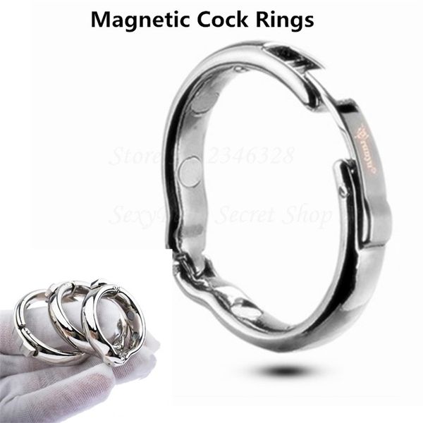 Anello del pene in metallo Glande regolabile 5 dimensioni guaina magnetica composta circoncisione maschile tipo V giocattoli del sesso del pene per gli uomini 220712