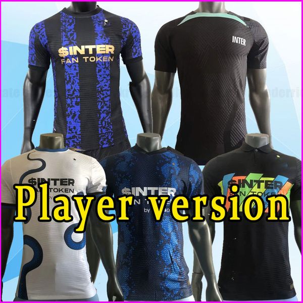 

player version 2021 2022 2023 inter soccer jerseys dzeko calhanoglu eriksen alexis perisic football shirts men barella lautaro home away thi, Black;yellow