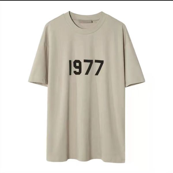 

1977 felted letterings t-shirts mens t shirts casual oversize short sleeve tee men women hip hop streetwear mg, White;black