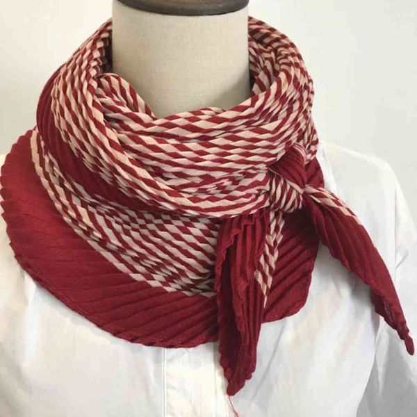 

korean striped pleated large square scarf shawl scarf versatile fashion women's silk scarf cotton linen, Blue;gray