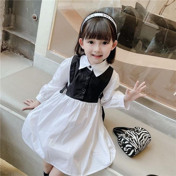 

girl's dresses girls shirt dress spring and autumn clothes foreign style children's clothing stitching long-sleeved princess baby, Red;yellow