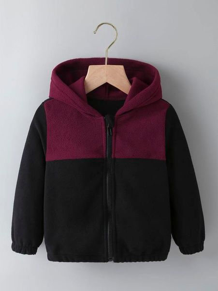 

toddler boys color block hooded teddy jacket she01, Blue;gray