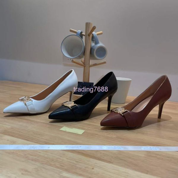 

dress shoes high version spring pointed thin heel metal buckle shows and versatile temperament high-heeled single shoe women, Black