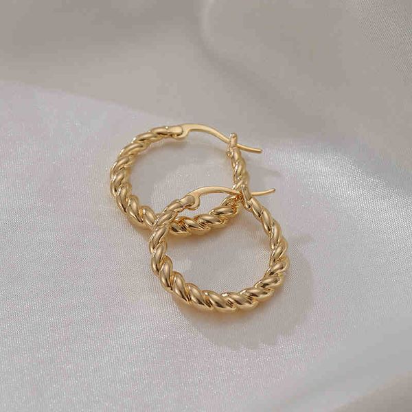 

vintage metal twist circle dangle hoop earrings 16k gold round buckle party wedding unusual hipster jewelry gifts 220716, Golden;silver