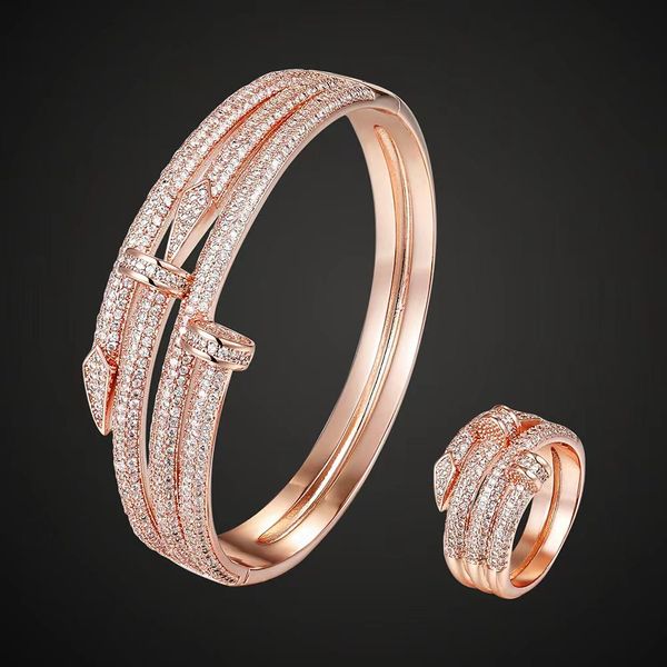 

solid designer nail gold bangle ladies bracelet tennis diamonds women mens elegant couple fashion wedding party thanksgiving valentine gifts, Black