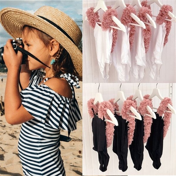 

baby girl floral strap swimsuit swimwear swimming suit children little girls summer holiday beach wear 220714, Black