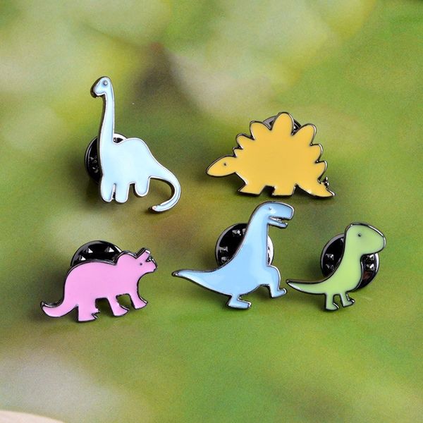 

student cartoon dinosaur series brooch drop oil cute animal schoolbag corsage badge alloy enamel lapel pin for cowboy sweater skirt clothes, Gray