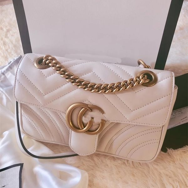 

52% off 2022 new designer bags chain water ripple lattice marmont series