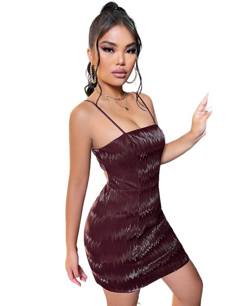 

cut out back pu leather bodycon dress x8dx#, Black;gray