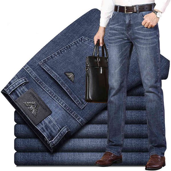 

men's jeans aj autumn winter men's jeans straight business elastic casual washing brand wear 9wp4, Blue