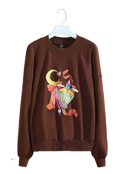 

x crescentmoonarchives drop shoulder graphic print pullover d7po#, Black