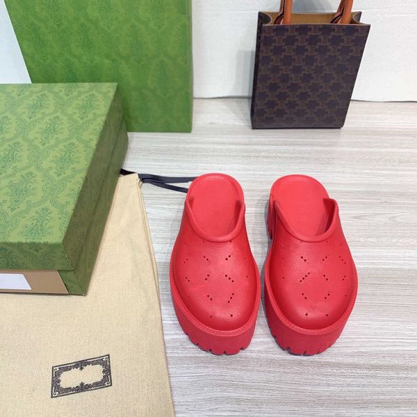 

women's platform perforated double g sandal designer black rubber slipper luxury fashion classic ladies beach striped flat flip flops