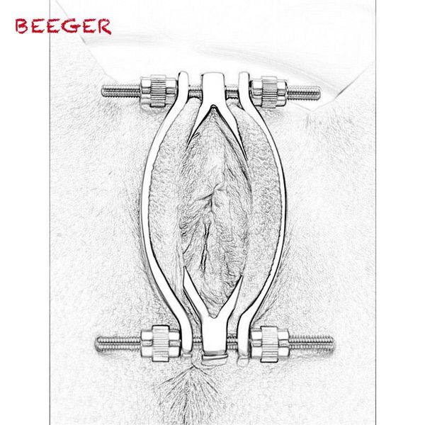 Beeger Нержавеющая сталь Регулируемая киска Clamp Labia Clip Vagina BDSM Sexy